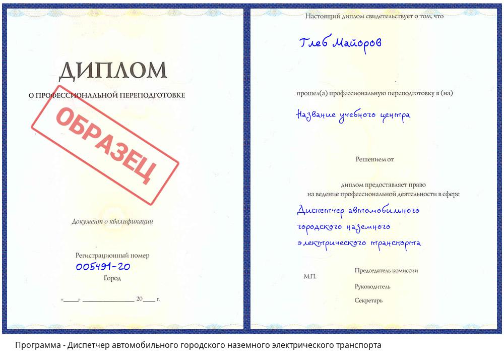 Диспетчер автомобильного городского наземного электрического транспорта Талнах