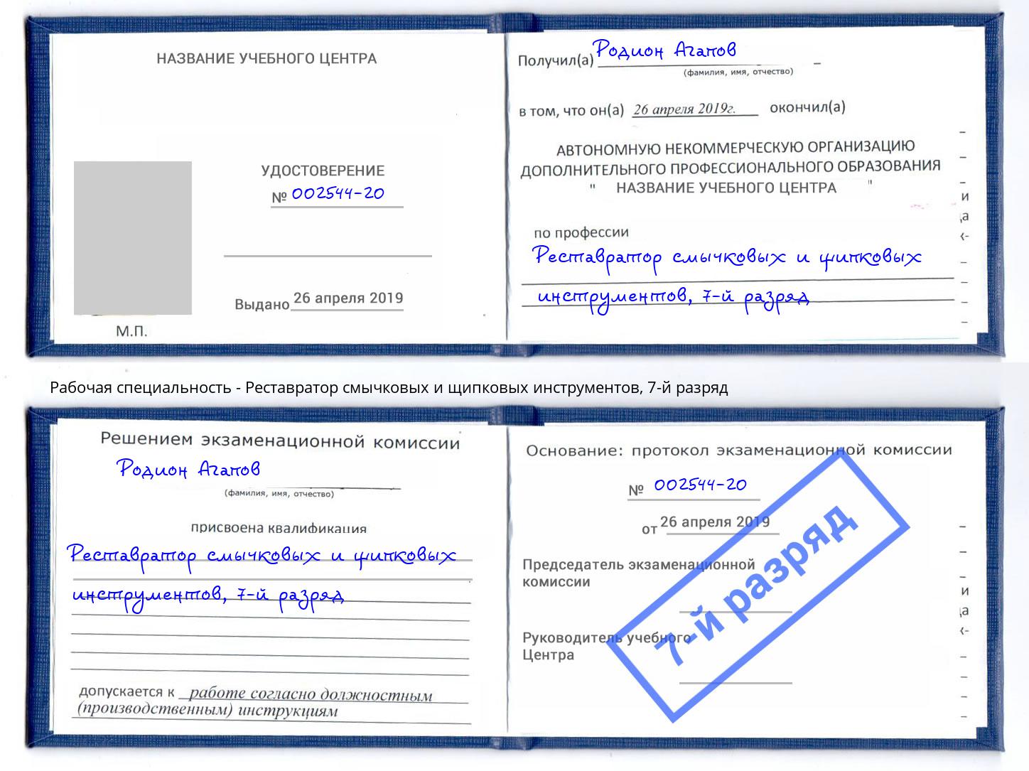 корочка 7-й разряд Реставратор смычковых и щипковых инструментов Талнах